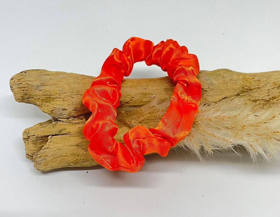 Hårelastik lille satin orange